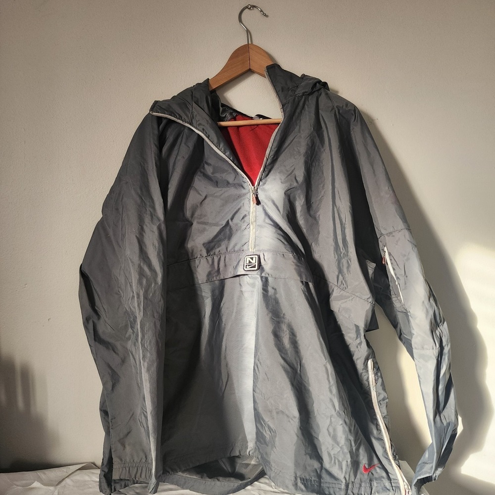 Y2k Nike Pullover Windbreaker Grey Quarter Zip Large